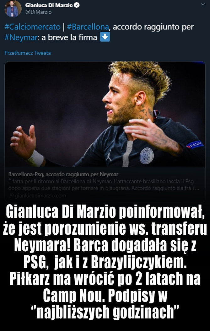 ''Di Marzio'': JEST POROZUMIENIE ws. transferu Neymara!